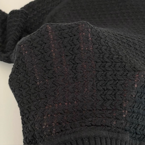 Alexander Wang Open Knit Mock Neck Sweater Top Cropped Slim Fit Black Medium - Picture 11 of 14